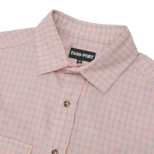 Pass~Port Workers Check Short Sleeve Shirt - Light Pink