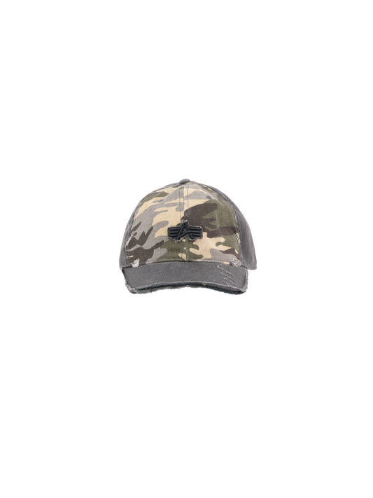 Alpha Industries Distressed Logo Camo Cap Wild Camo 65-408