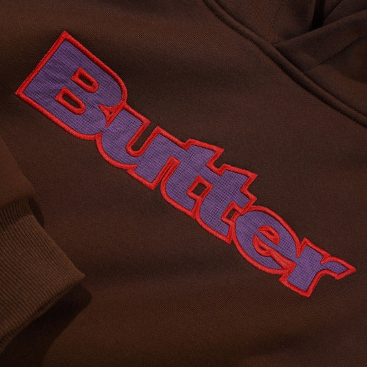 Butter Goods Ripstop Logo Applique Pullover Hood Dark Brown