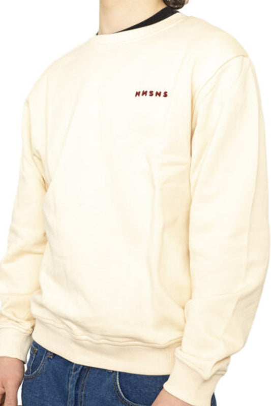 NNSNS Clothing Script Embroidered Crweneck Beige Burgundy