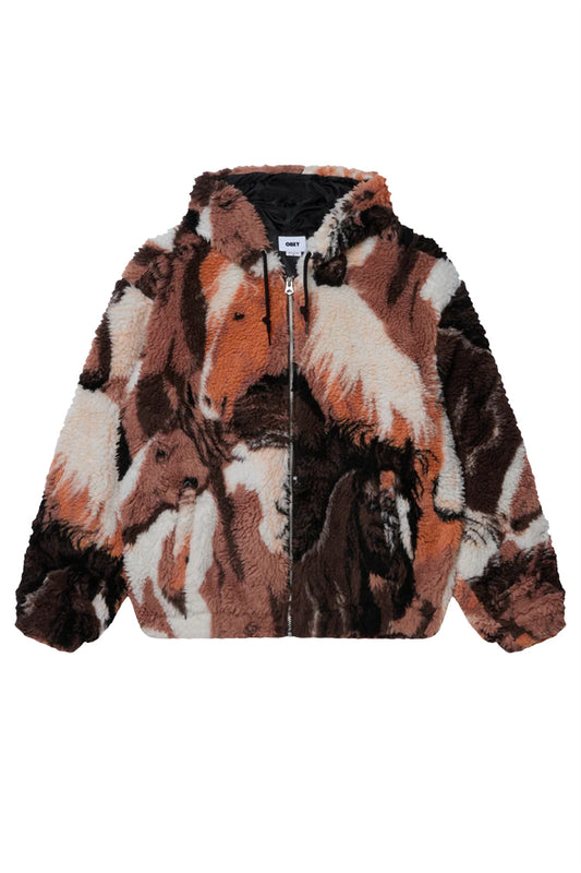 OBEY Horses Sherpa Jacket Brown Multi