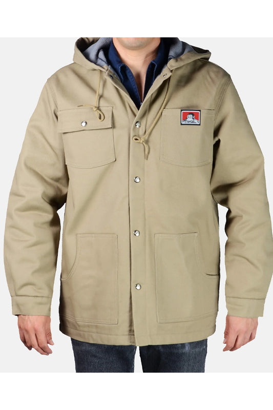 BEN DAVIS Front Snap Hooded Jacket Khaki