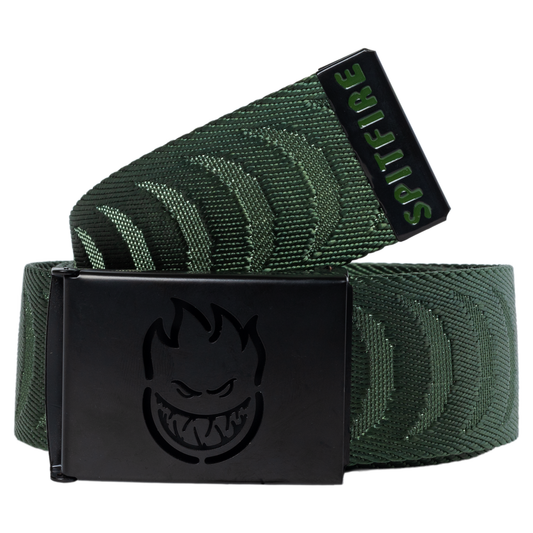 Spitfire Bighead Cut Out Cresent Jacquard Belt Olive/Black