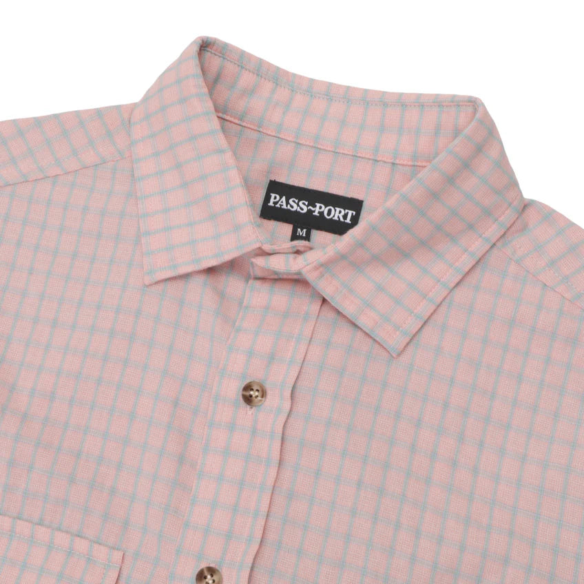 Pass~Port Workers Check Short Sleeve Shirt - Light Pink