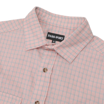 Pass~Port Workers Check Short Sleeve Shirt - Light Pink