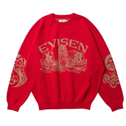 EVISEN DRAGON SHIP KNIT RED