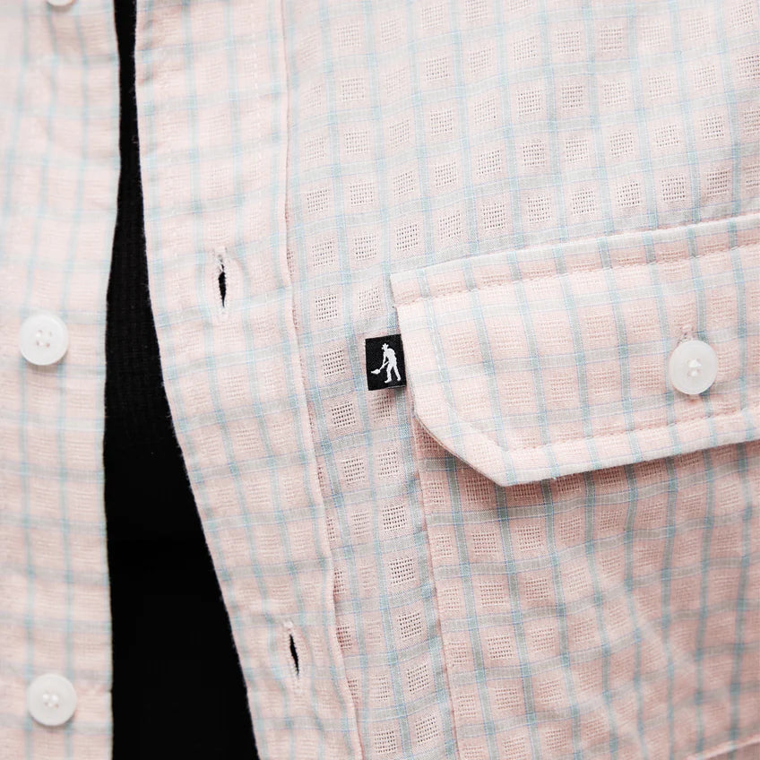 Pass~Port Workers Check Short Sleeve Shirt - Light Pink