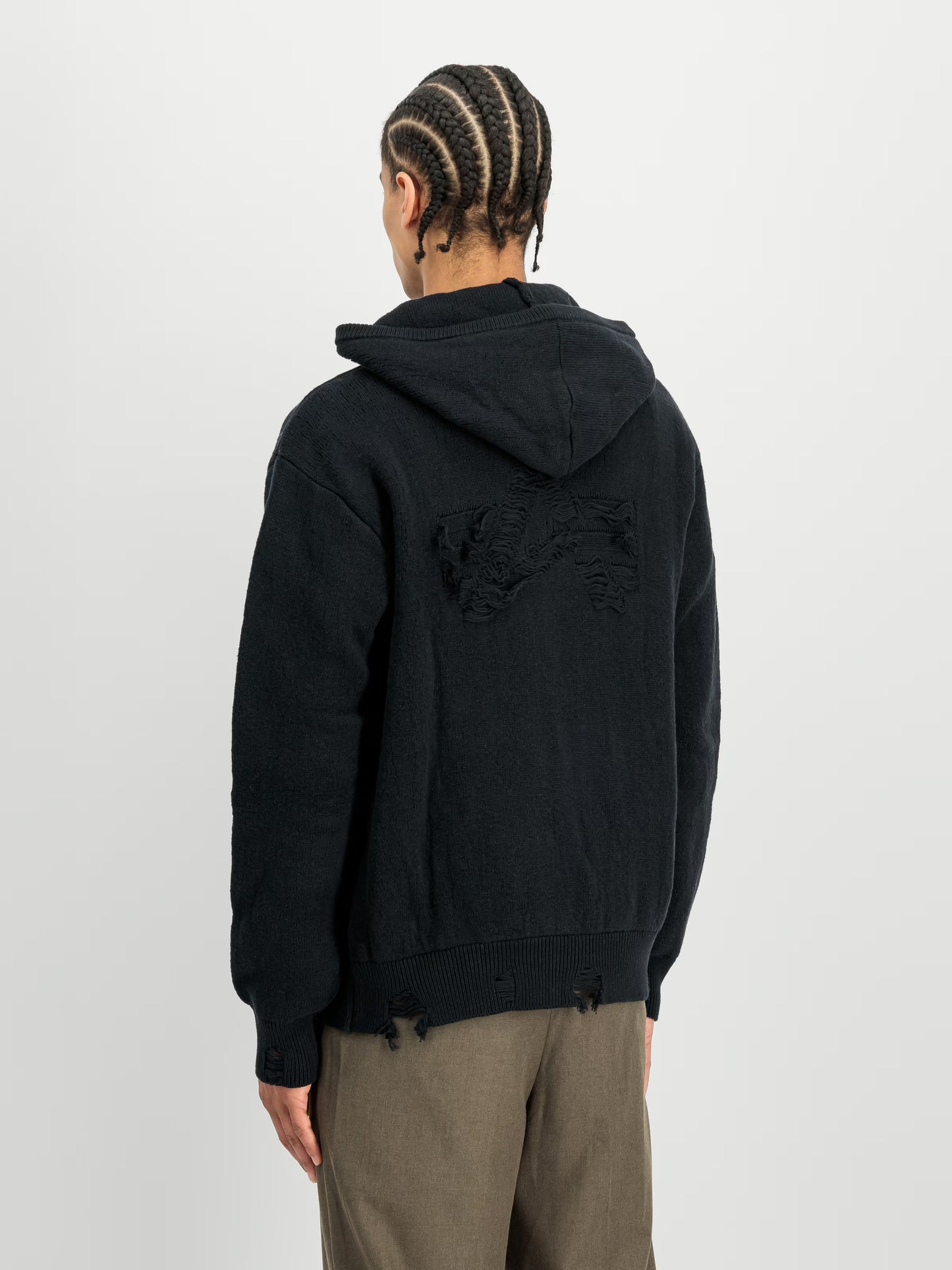 Alpha Industries Distressed Knit Hooded Jacket black-0001