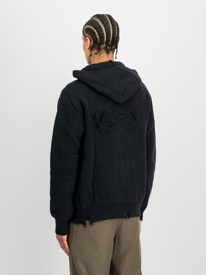 Alpha Industries Distressed Knit Hooded Jacket black-0001