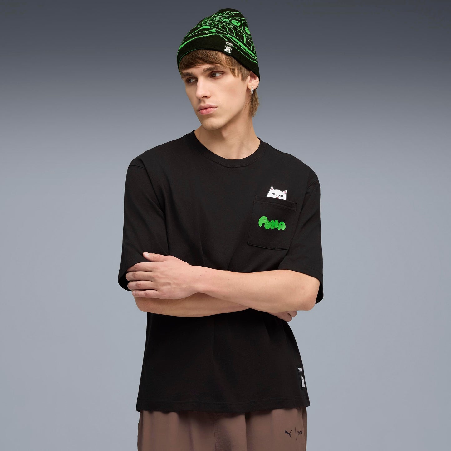RIPNDIP PUMA x RIPNDIP Lord Nermal Pocket Tee (Black)