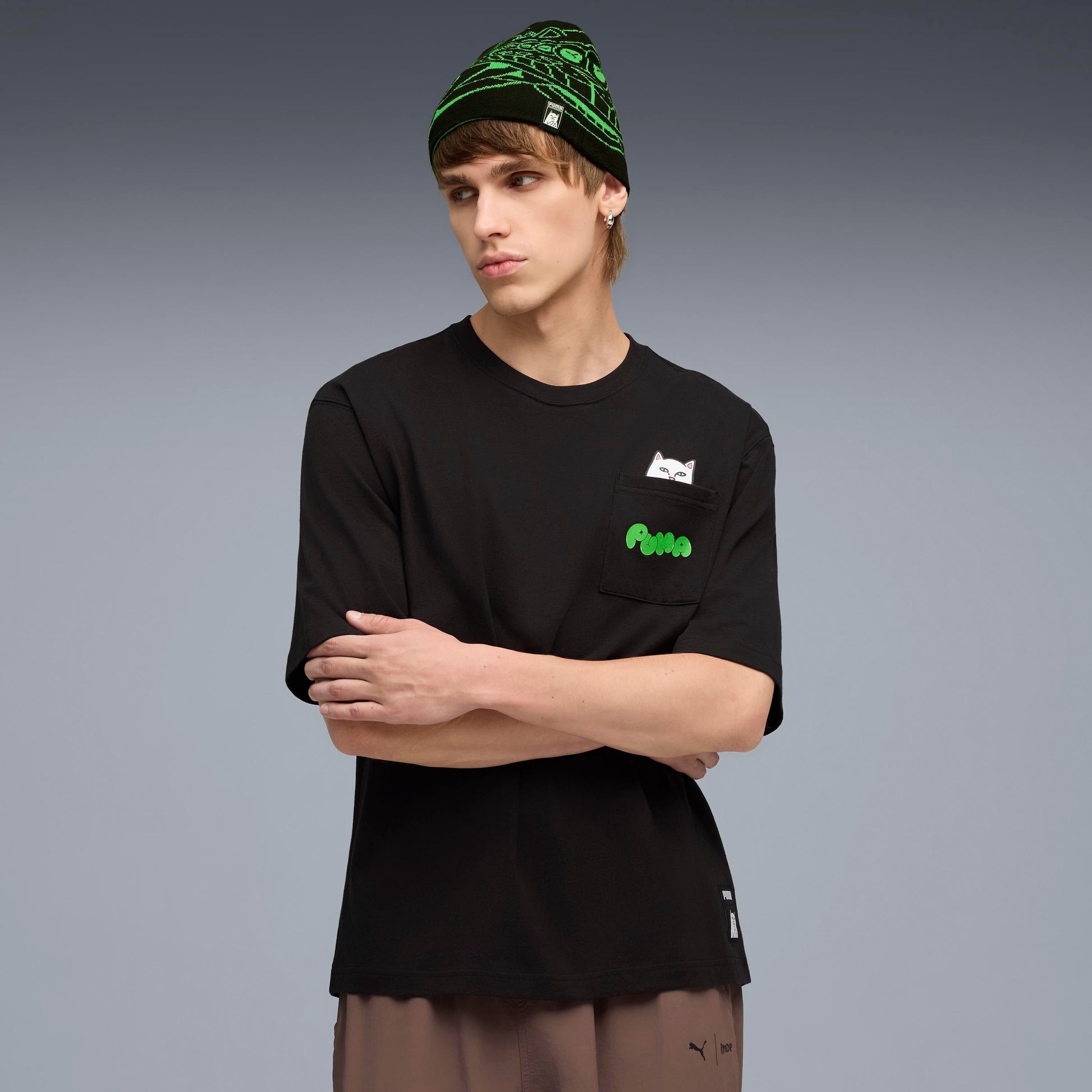 RIPNDIP PUMA x RIPNDIP Lord Nermal Pocket Tee (Black)