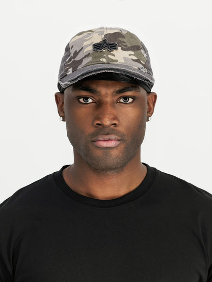 Alpha Industries Distressed Logo Camo Cap Wild Camo 65-408