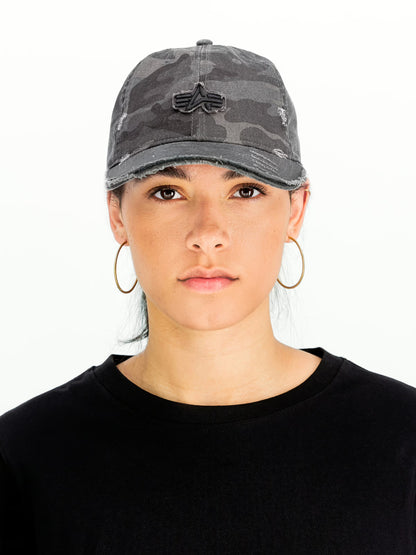 Alpha Industries Distressed Logo Camo Cap Black Camo-125