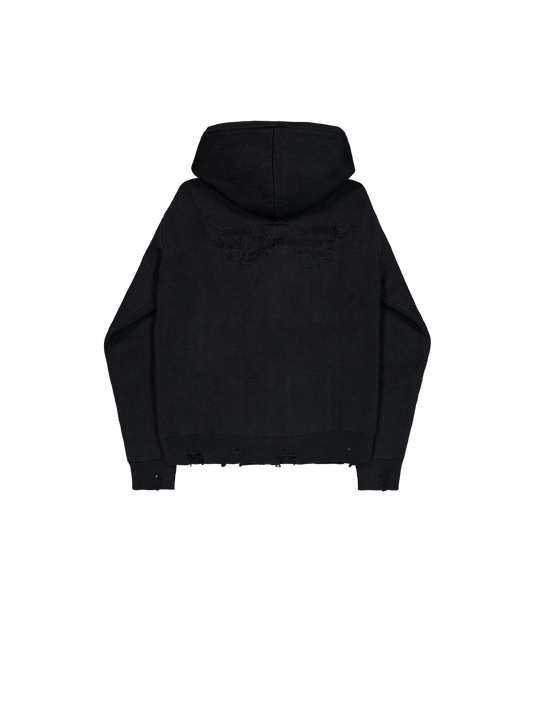 Alpha Industries Distressed Knit Hooded Jacket black-0001