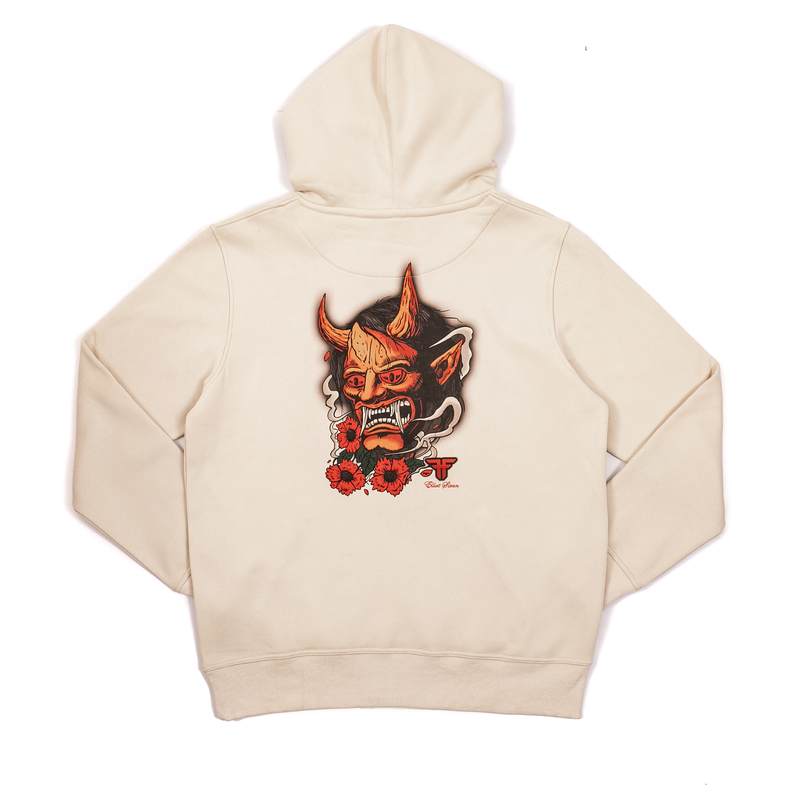 Fallen Oni Hoodie Off White Red