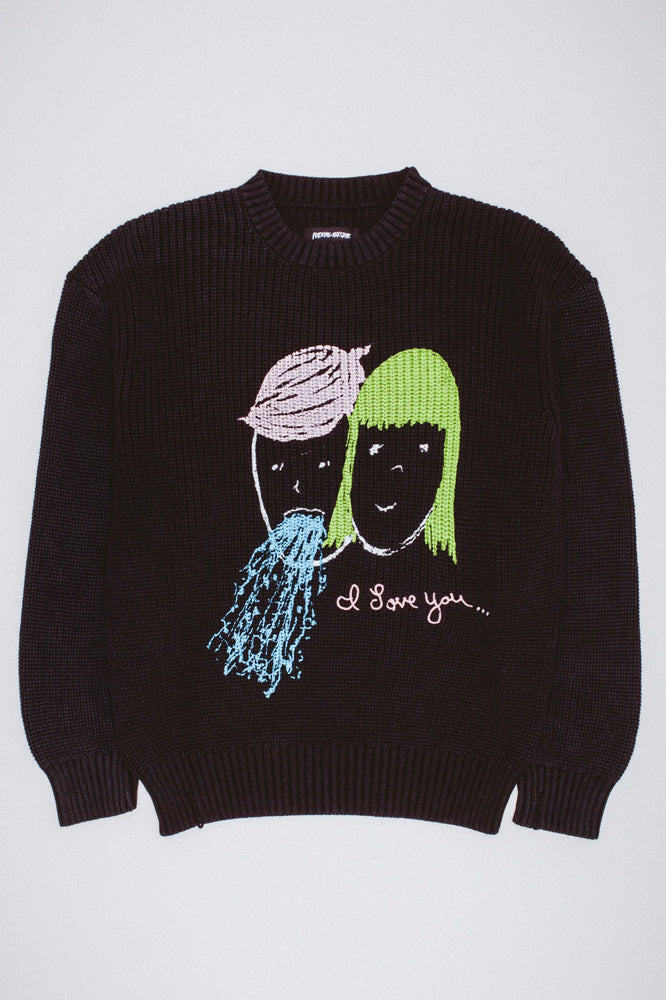 Fucking Awesome I Love You Overdyed Sweater Black