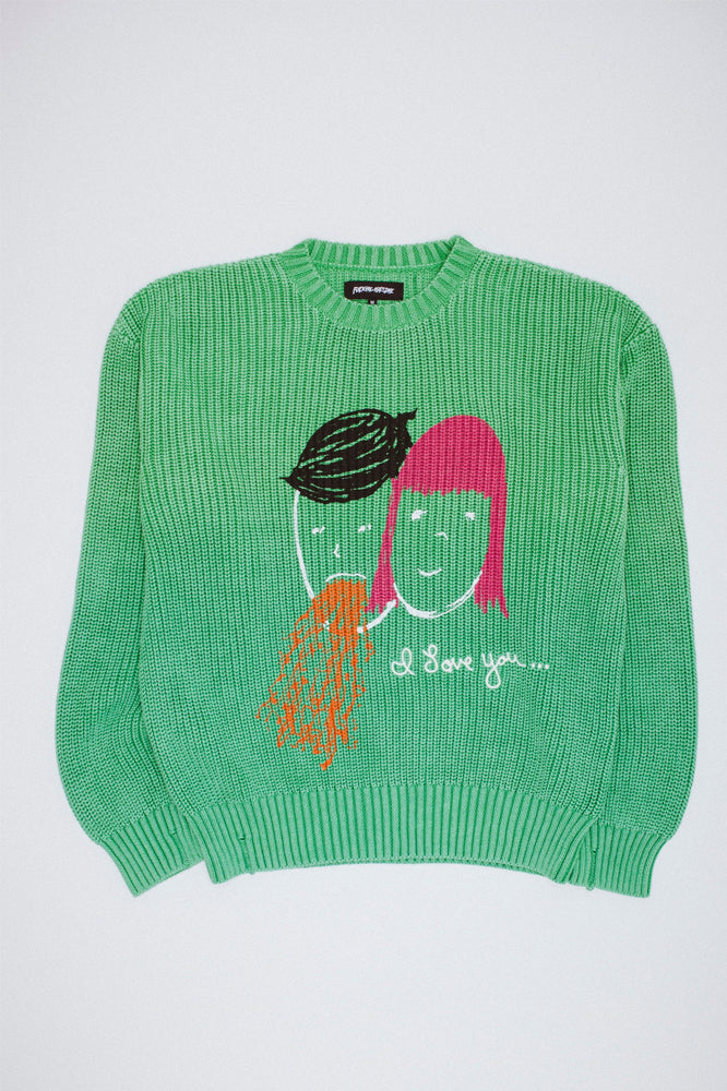 Fucking Awesome I Love You Overdyed Sweater Moss