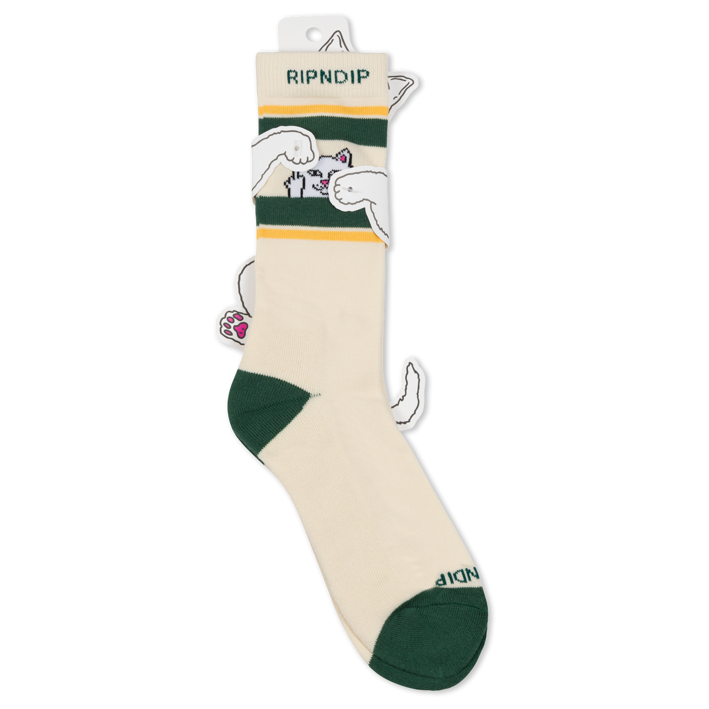 RIPNDIP Peeking Nermal Socks (Bone / Forest)