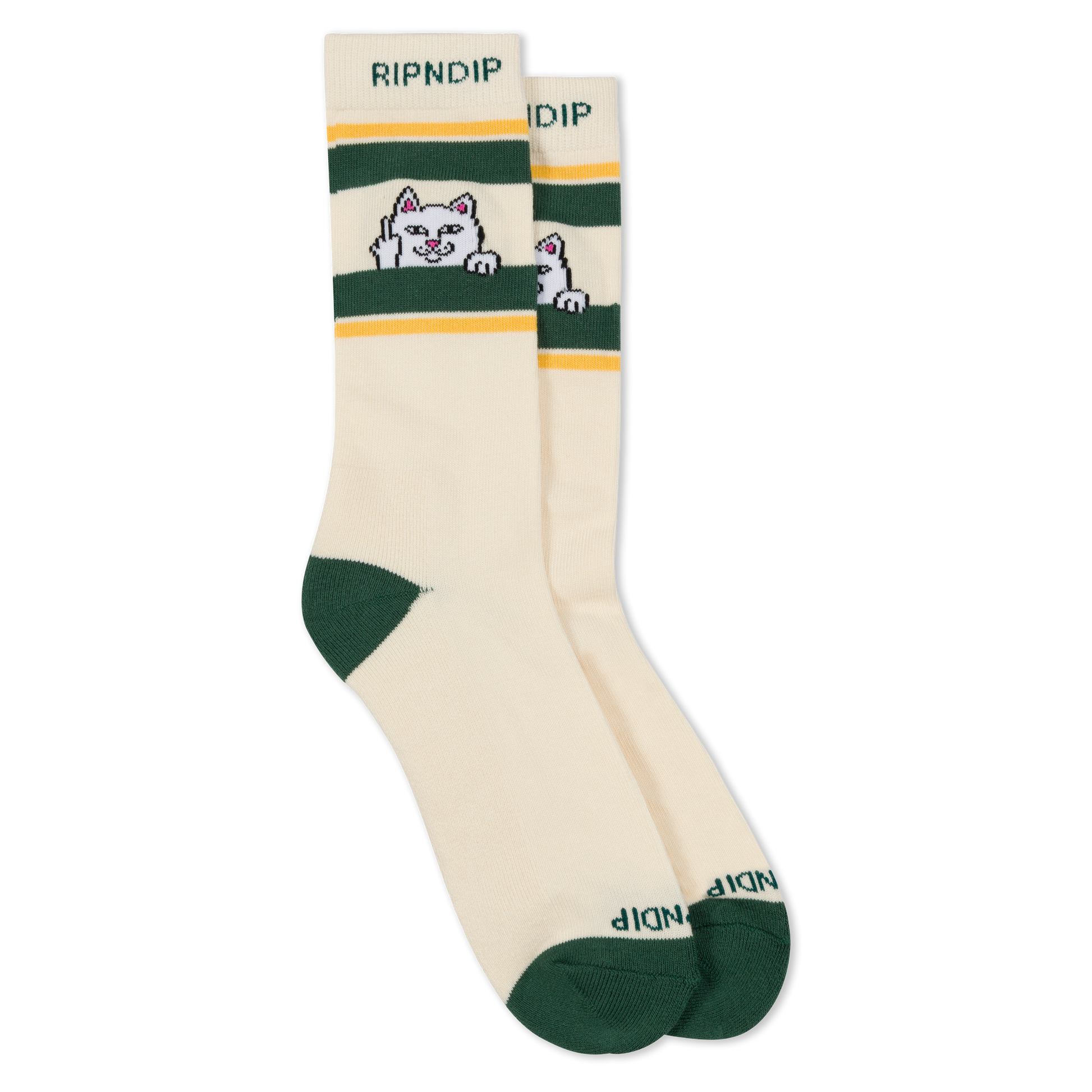RIPNDIP Peeking Nermal Socks (Bone / Forest)