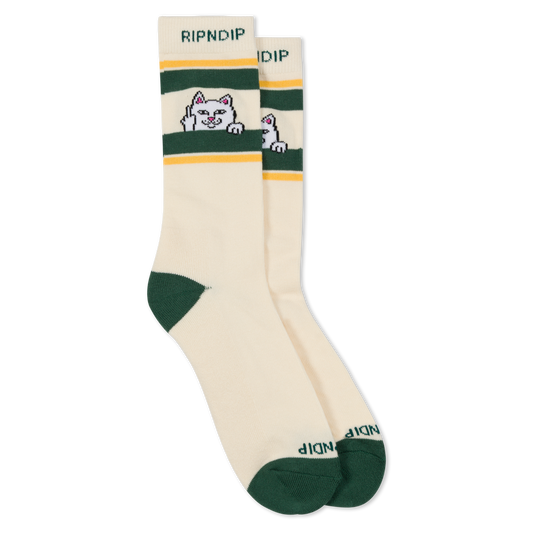 RIPNDIP Peeking Nermal Socks (Bone / Forest)