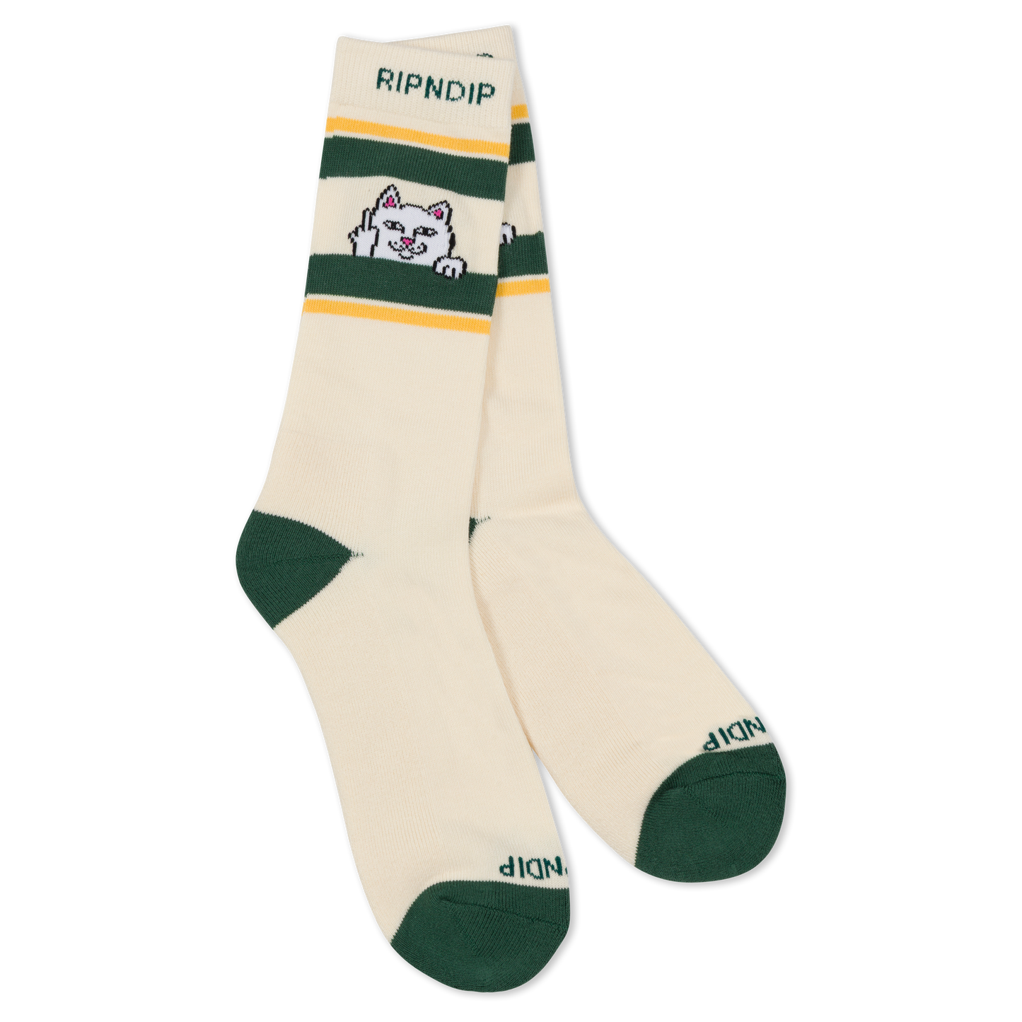 RIPNDIP Peeking Nermal Socks (Bone / Forest)