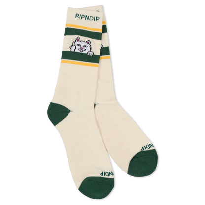RIPNDIP Peeking Nermal Socks (Bone / Forest)