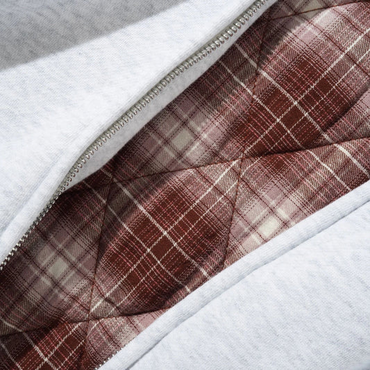 Butter Goods Plaid Lined Zip-Thru Hood Ash