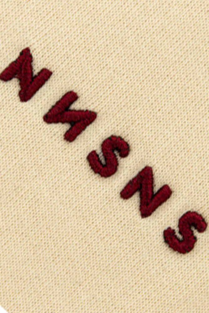 NNSNS Clothing Script Embroidered Crewneck Beige Burgundy