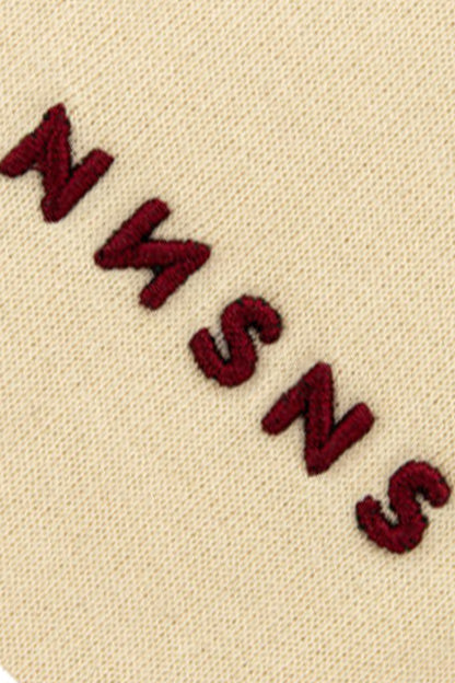 NNSNS Clothing Script Embroidered Crewneck Beige Burgundy