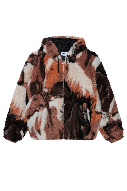 OBEY Horses Sherpa Jacket Brown Multi