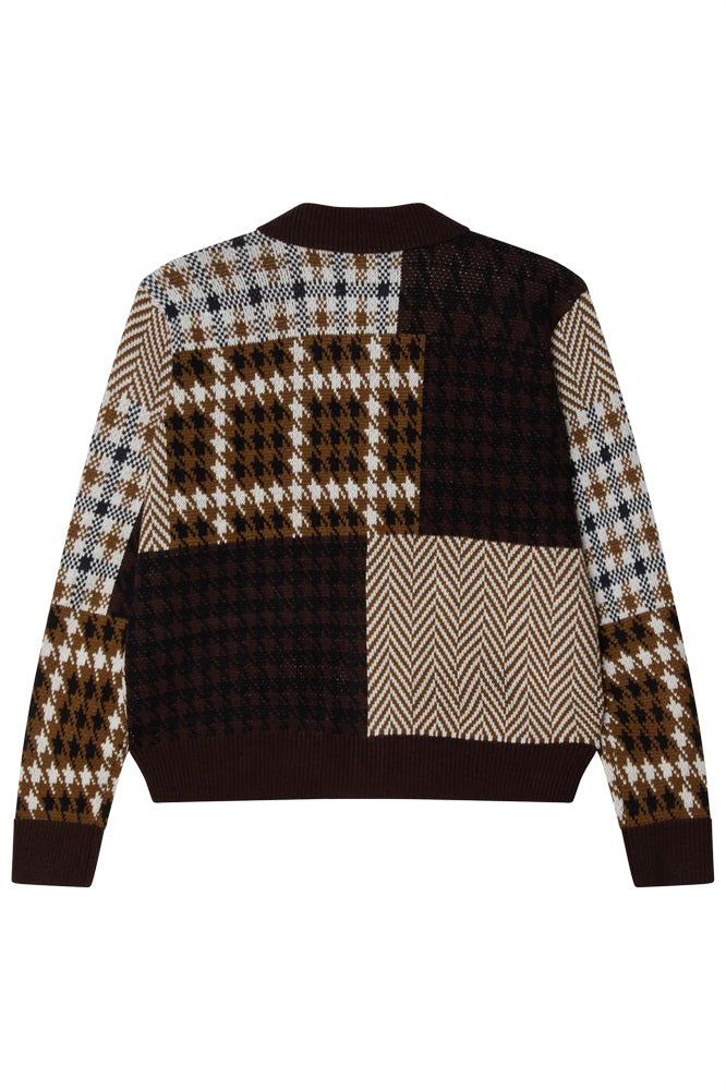 OBEY Patchwork Cardigan Brown Multi