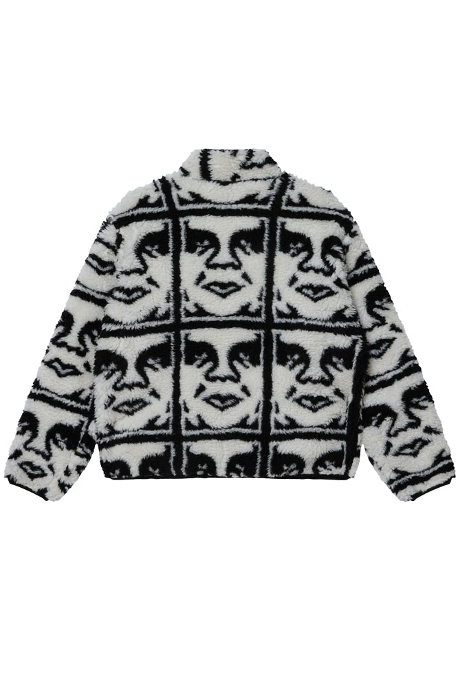 Obey Repeated Icon Sherpa Jacket Black Multi