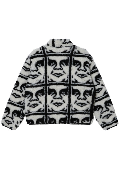 Obey Repeated Icon Sherpa Jacket Black Multi