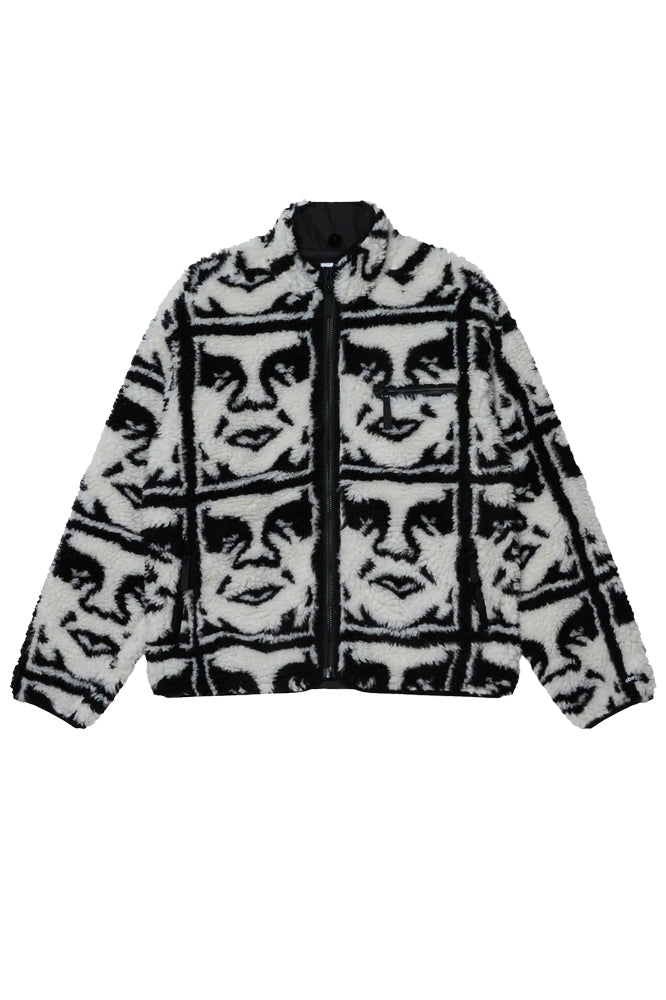 Obey Repeated Icon Sherpa Jacket Black Multi