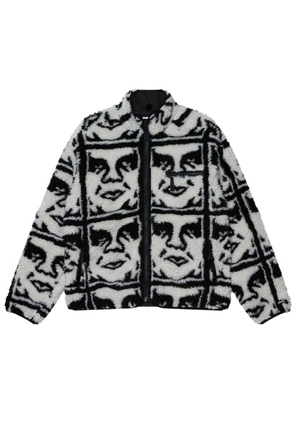 Obey Repeated Icon Sherpa Jacket Black Multi