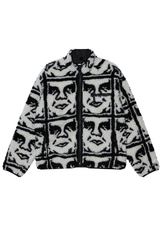 Obey Repeated Icon Sherpa Jacket Black Multi