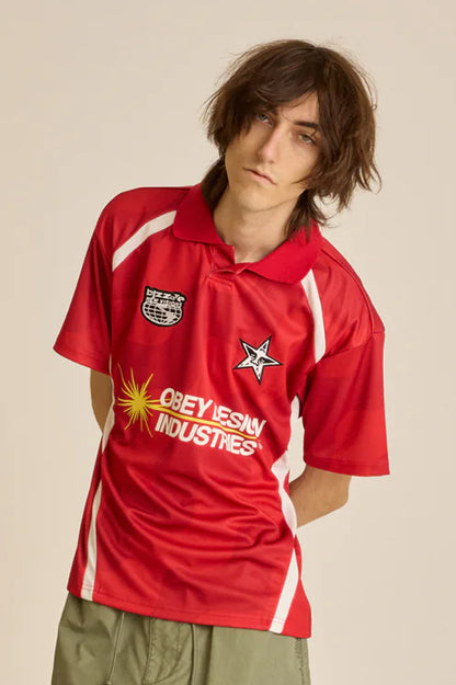 Obey Soccer Jersey Red Multi