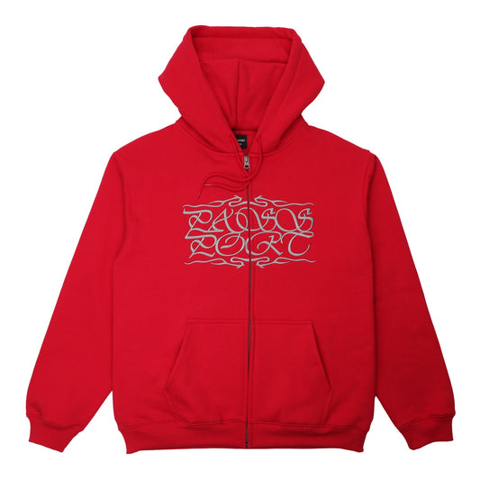Pass~Port Calligraphy Zip Hood Red