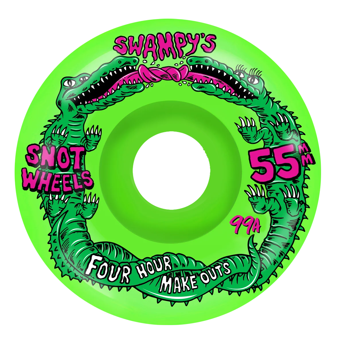 Snot Swampy Four Hour Conical 55mm 99A Wheels NEON GREEN