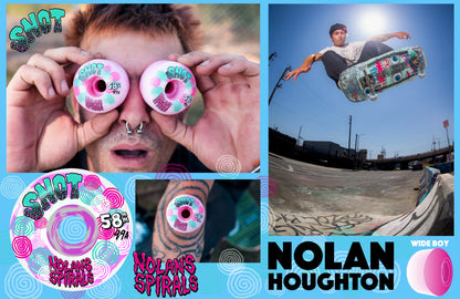 Snot Nolan Houghton Spiral Wide Boys 58mm 99A Wheels PINK WHITE SWIRL