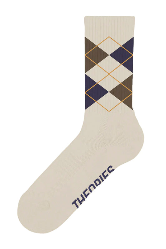 Theorie of Atlantis Stamp Argyle Sock Beige