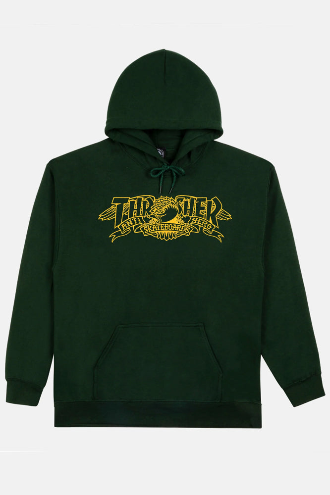 Thrasher x Antihero Magazine Banner Hoodie Forest Green