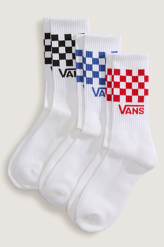 Vans Classic Crew Socks 3 Pack White Blue Red Black