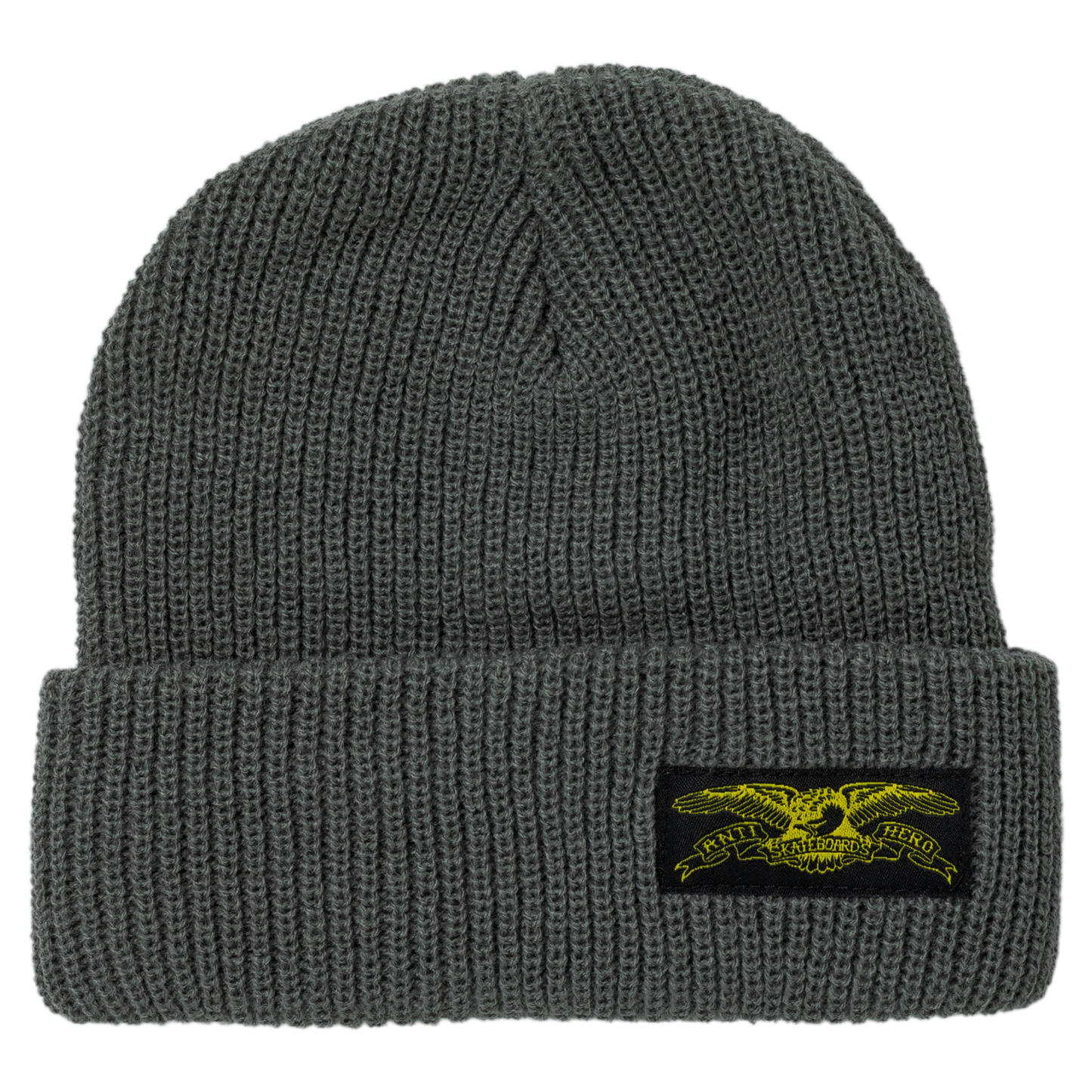 Anti Hero Stock Eagle Label Cuff Beanie Charcoal/Yellow