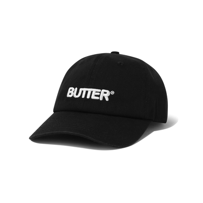 Butter Goods Rounded Logo 6 Panel Cap Washed Black