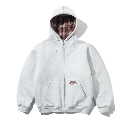 Butter Goods Plaid Lined Zip-Thru Hood Ash