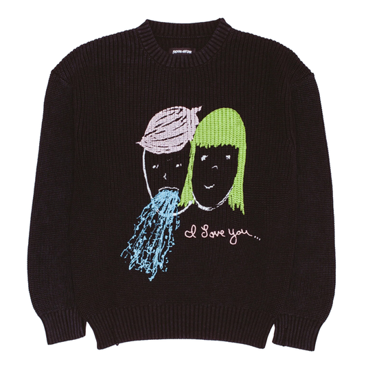 Fucking Awesome I Love You Overdyed Sweater Black