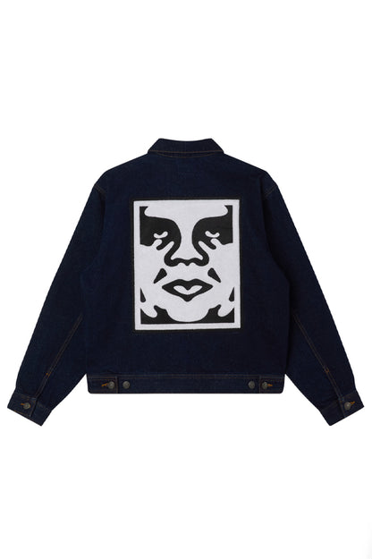 Obey Icon Hardwork Zip Up Jacket - Rinse Indigo