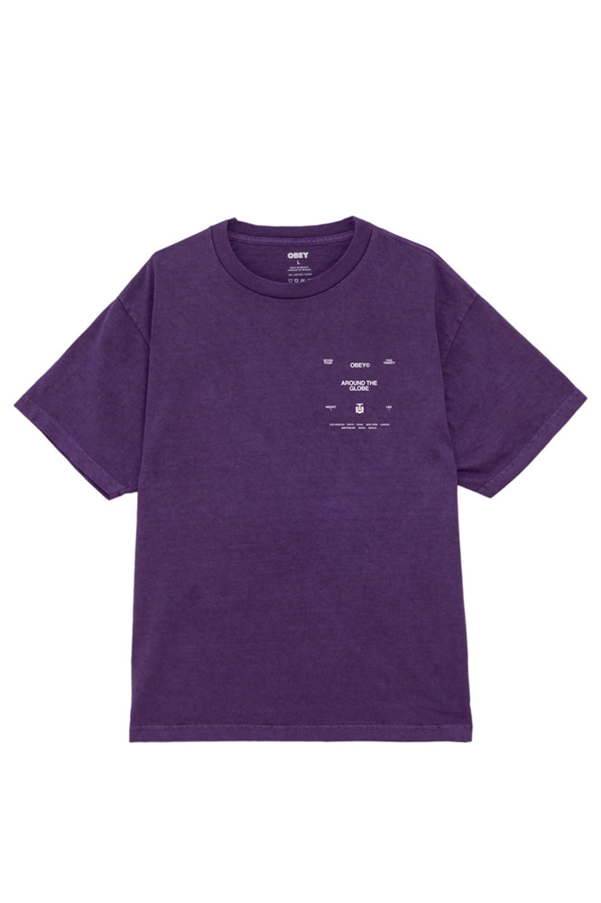 Obey Around the Globe Pigment Imperial Tee - Purple