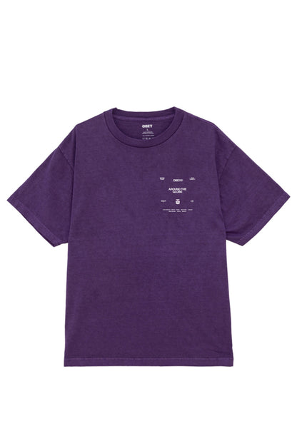 Obey Around the Globe Pigment Imperial Tee - Purple